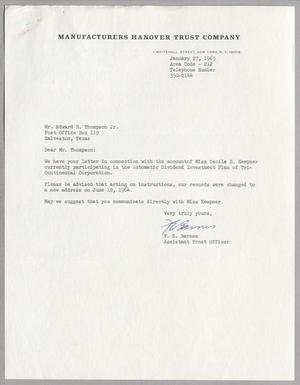 [Letter from F. E. Barnes to Edward R. Thompson Jr., January 27, 1965]