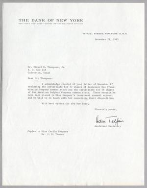 [Letter from Helen Telfair to Edward R. Thompson, Jr., December 29, 1965]
