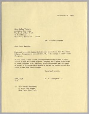 [Letter from Edward R. Thompson, Jr. to Helen Telfair, December 30, 1965]