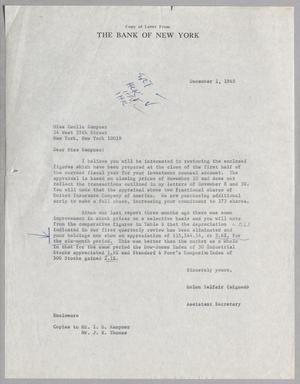 [Letter from Bank of New York to Cecile Kempner, December 1, 1965]