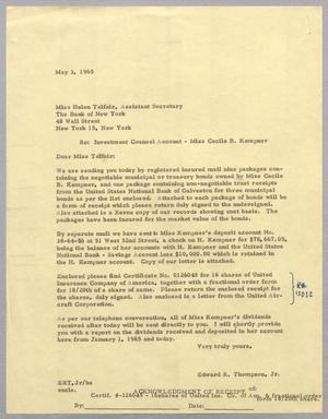 [Letter from Edward R. Thompson, Jr. to Helen Telfair, May 3, 1965]