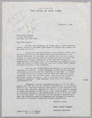 [Letter from Helen Telfair to Cecile Kempner, November 8, 1965]