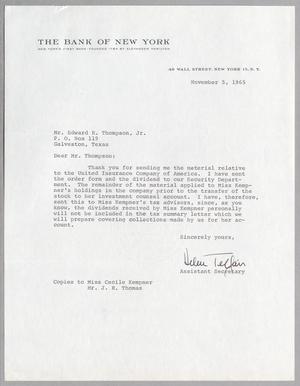 [Letter from Helen Telfair to Edward R. Thompson, Jr., November 5, 1965]