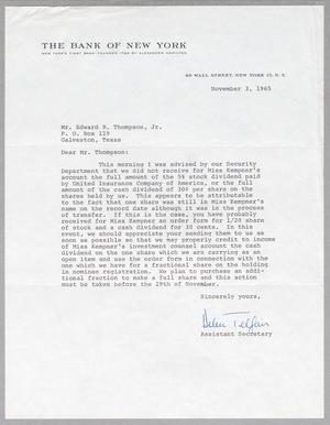 [Letter from Helen Telfair to Edward R. Thompson, Jr., November 3, 1965]