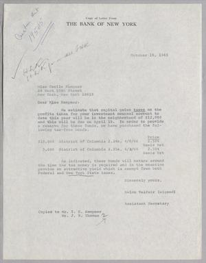 [Letter from Helen Telfair to Cecile Kempner, October 18, 1965]