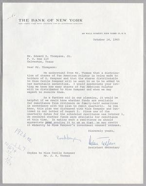 [Letter from Helen Telfair to Edward R. Thompson, Jr., October 14, 1965]