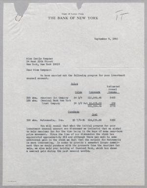 [Letter from Helen Telfair to Cecile Kempner, September 9, 1965]