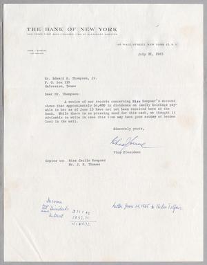[Letter from Bank of New York to Edward R. Thompson, July 20, 1965]