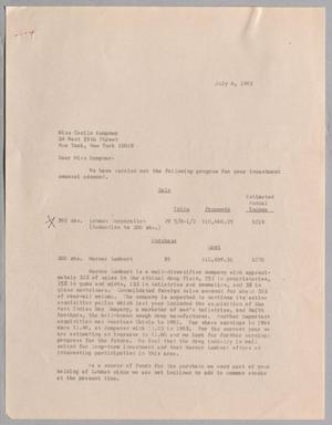 [Letter from Charles J. Svercel to Cecile Kempner, July 6, 1965]