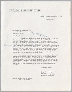 [Letter from Helen Telfair to Edward R. Thompson, Jr., July 1, 1965]