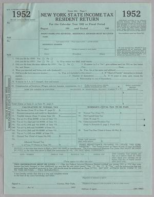 [New York State Income Tax Income Tax Resident Return: 1952]