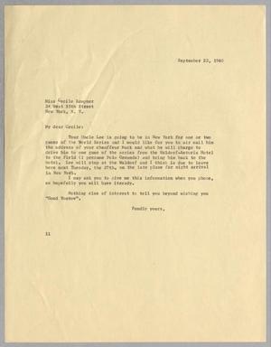 [Letter from Isaac H. Kempner to Cecile B. Kempner, September 22, 1960]