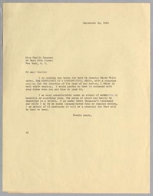 [Letter from Isaac H. Kempner to Cecile B. Kempner , September 12, 1960]