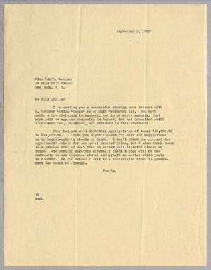 [Letter from Isaac H. Kempner to Cecile B. Kempner, September 3, 1960]