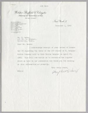 [Letter from Webster Sheffield & Chrystie to Ray I. Mehan, December 1, 1960]