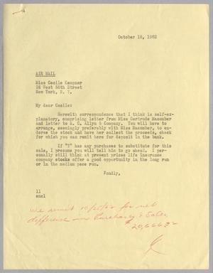 [Letter from Isaac H. Kempner to Cecile B. Kempner, October 18, 1962]