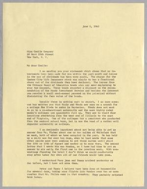 [Letter from Isaac H. Kempner to Cecile B. Kempner, June 8, 1962]