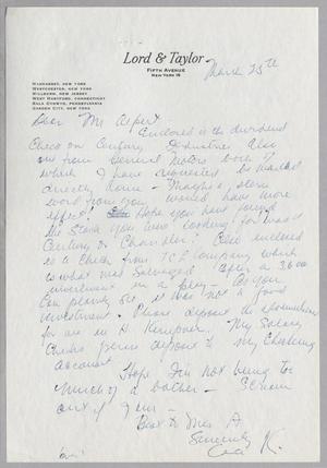 [Letter from Cecile Kempner to Arthur M. Alpert, March 25, 1962]