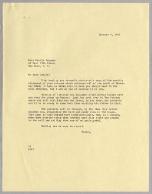 [Letter from Isaac H. Kempner to Cecile B. Kempner, January 9, 1962]