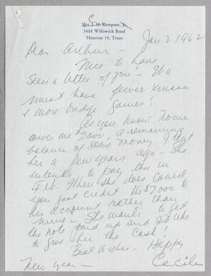 [Letter from Cecile Kempner to Arthur M. Alpert, January 2, 1962]