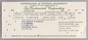 [Confirmation of Dividend Investment from the Manufacturers Hanover Trust Company to Cecile Kempner, October 10, 1963]