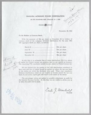 Primary view of object titled '[Letter from Niagara Mohawk Power Corporation, November 30, 1963]'.