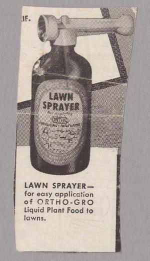 [Advertisement for Ortho-Gro Lawn Sprayer]