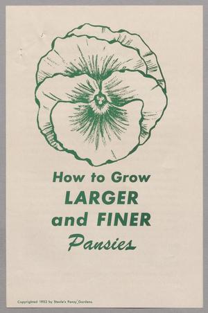 [How to Grow Larger and Finer Pansies]