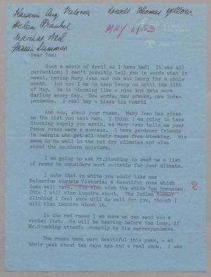 [Letter from Charlotte to D. W. Kempner, May 1, 1953]