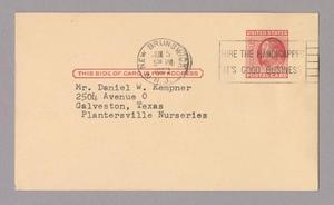 Primary view of object titled '[Postcard from the Somerset Rose Nursery, Inc. to D. W. Kempner, June 5, 1953]'.