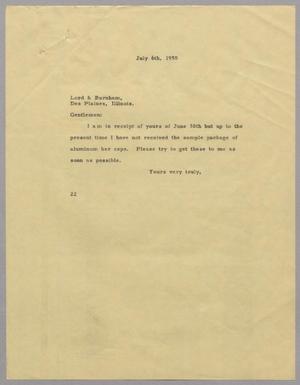 [Letter from D. W. Kempner to Lord & Burnham, July 6, 1950]