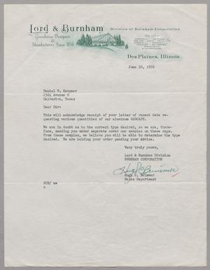 Primary view of object titled '[Letter from Lord & Burnham to D. W. Kempner, June 30, 1950]'.