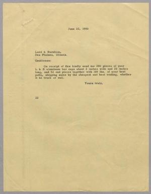[Letter from D. W. Kempner to Lord & Burnham, June 22, 1950]