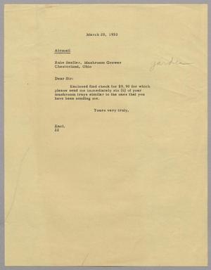 Primary view of object titled '[Letter from D. W. Kempner to Rube Sneller, March 20, 1953]'.