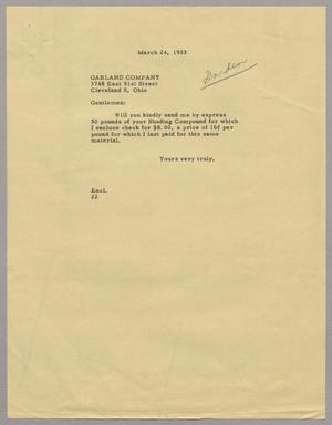 [Letter from D. W. Kempner to Garland Company, March 24, 1953]