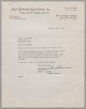 [Letter from Max Schling Seedsmen to D. W. Kempner, February 25, 1952]