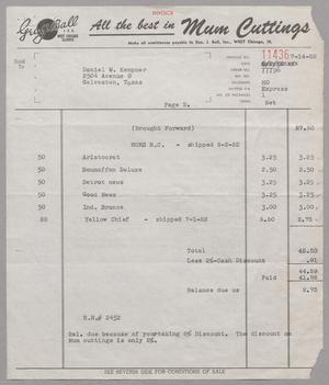 [Invoice for Items from Geo. J. Ball Inc., July 14, 1952]