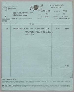[Invoice for Yellow Chief, December 1951]