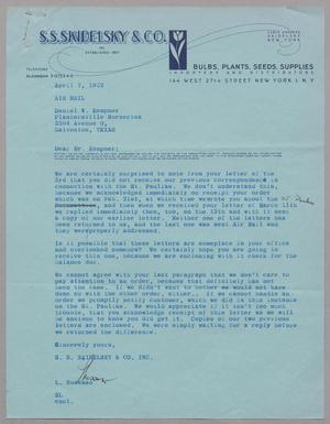 [Letter from S. S. Skidelsky & Co. Inc. to D. W. Kempner, April 7, 1952]