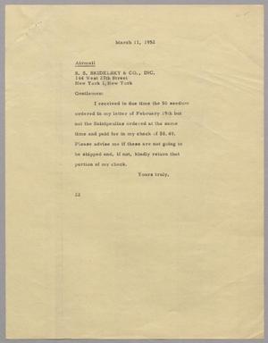[Letter from D. W. Kempner to S. S. Skidelsky & Co. Inc., March 11, 1952]