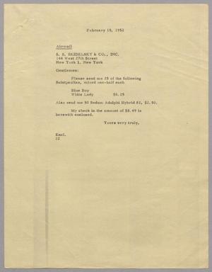 [Letter from D. W. Kempner to S. S. Skidelsky & Co. Inc., February 19, 1952]