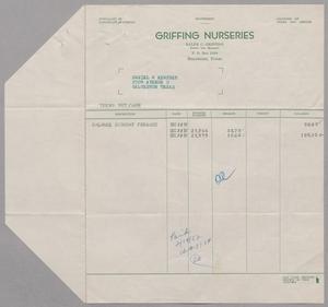 Primary view of object titled '[Invoice for Charges From Griffing Nurseries, December 1951]'.
