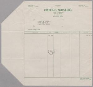 [Invoice for Balance Due to Griffing Nurseries, November 1951]