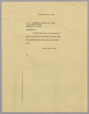 [Letter from D. W. Kempner to O. P. Jackson Seed Co. Inc., December 6, 1952]