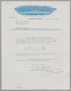 Primary view of object titled '[Letter from O. P. Jackson Seed Company to D. W. Kempner, June 3, 1952]'.
