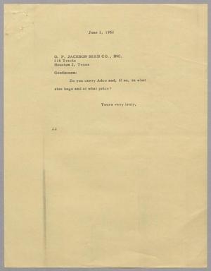[Letter from D. W. Kempner to O. P. Jackson Seed Co. Inc., June 2, 1952]