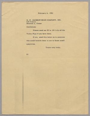 [Letter from D. W. Kempner to O. P. Jackson Seed Company, Inc., February 6, 1952]