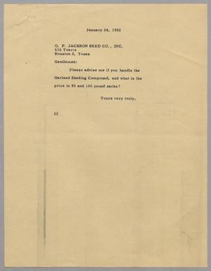 [Letter from D. W. Kempner to O. P. Jackson Seed Co. Inc., January 24, 1952]