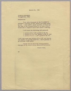 Primary view of object titled '[Letter from D. W. Kempner to Yoho & Hooker, March 24, 1952]'.