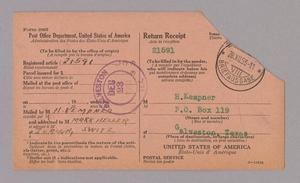 [United States Post Office Return Receipt, December 23, 1953]